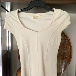 Anthropologie Maeve Cream Ribbed Top